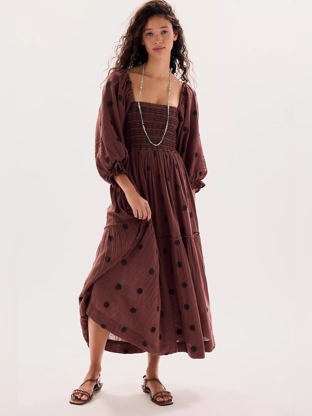 Free People  Dahlia Embroidered Maxi Dress Size M